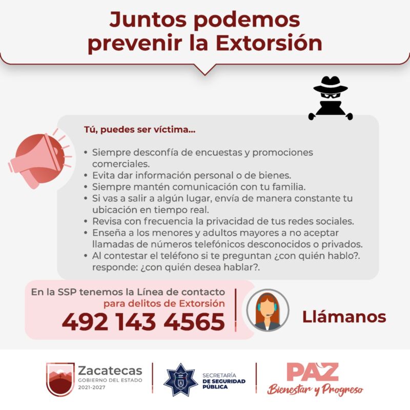 LLAMA SECRETARÍA DE SEGURIDAD PÚBLICA A PREVENIR EL DELITO DE EXTORSIÓN ...