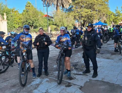 Acompañan rodada MTB y fortalecen seguridad en Monte Escobedo